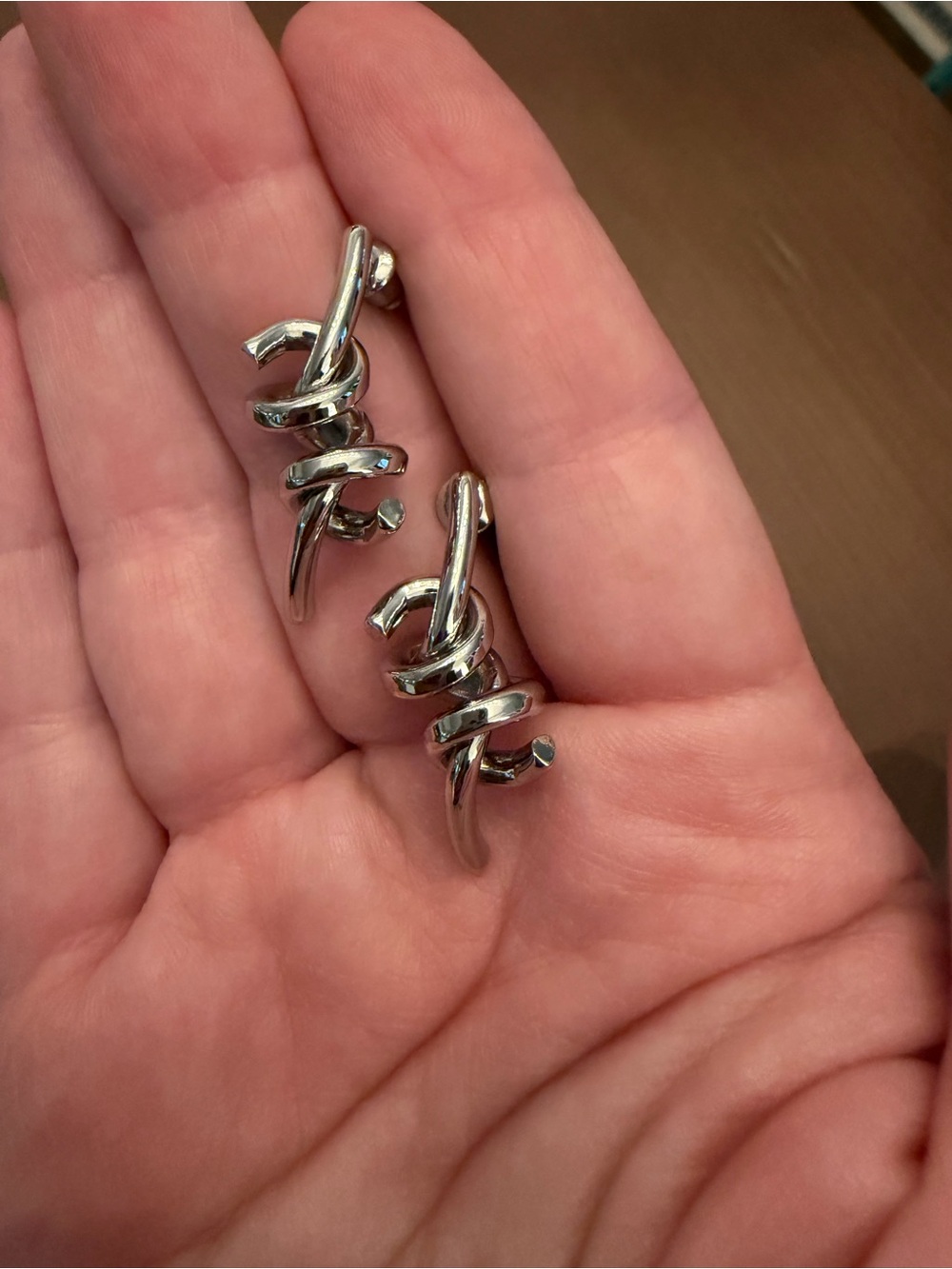Twisted Spiral Silver Tone Earrings